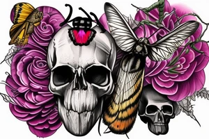 African deaths head hawk moth and elephant hawk moth with skull on moth tattoo idea