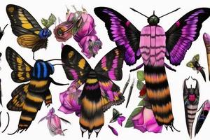 African deaths head hawk moth body with elephant hawk moth wings tattoo idea