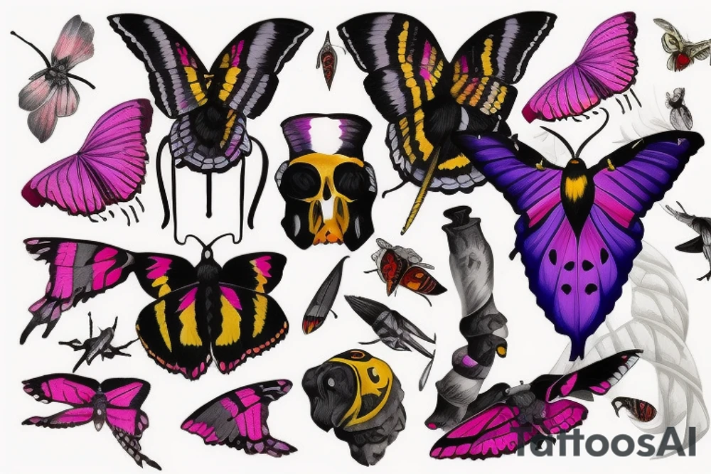 African deaths head hawk moth body with elephant hawk moth wings tattoo idea