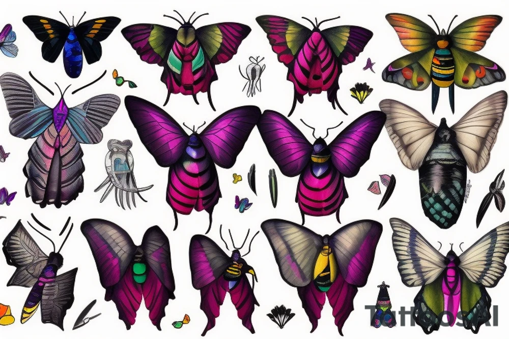 African deaths head hawk moth elephant hawk moth Luna moth tattoo idea