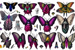 African deaths head hawk moth elephant hawk moth Luna moth tattoo idea