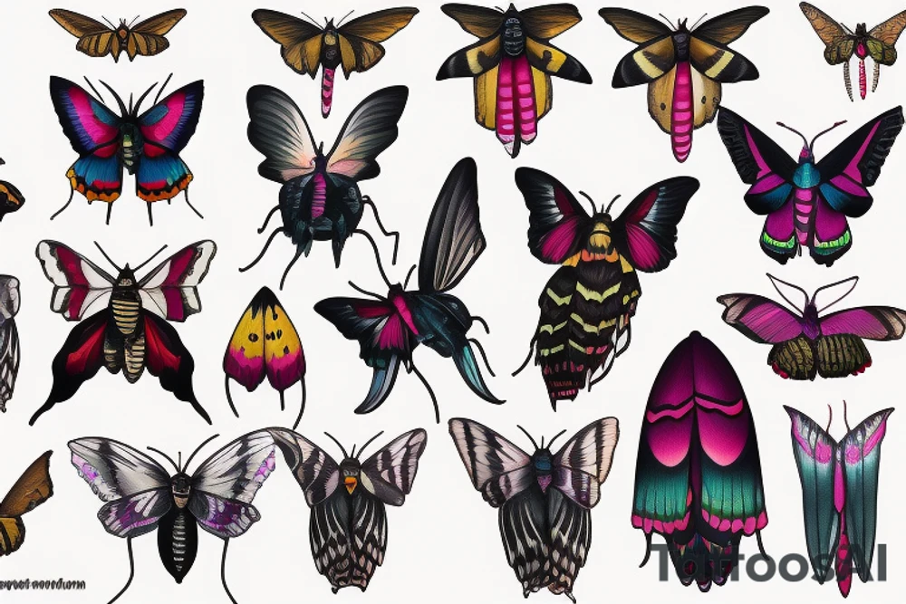 African deaths head hawk moth elephant hawk moth Luna moth tattoo idea