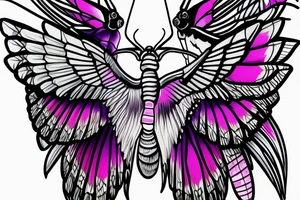 African deaths head hawk moth body skull with elephant hawk moth wings and Luna moth color tattoo idea