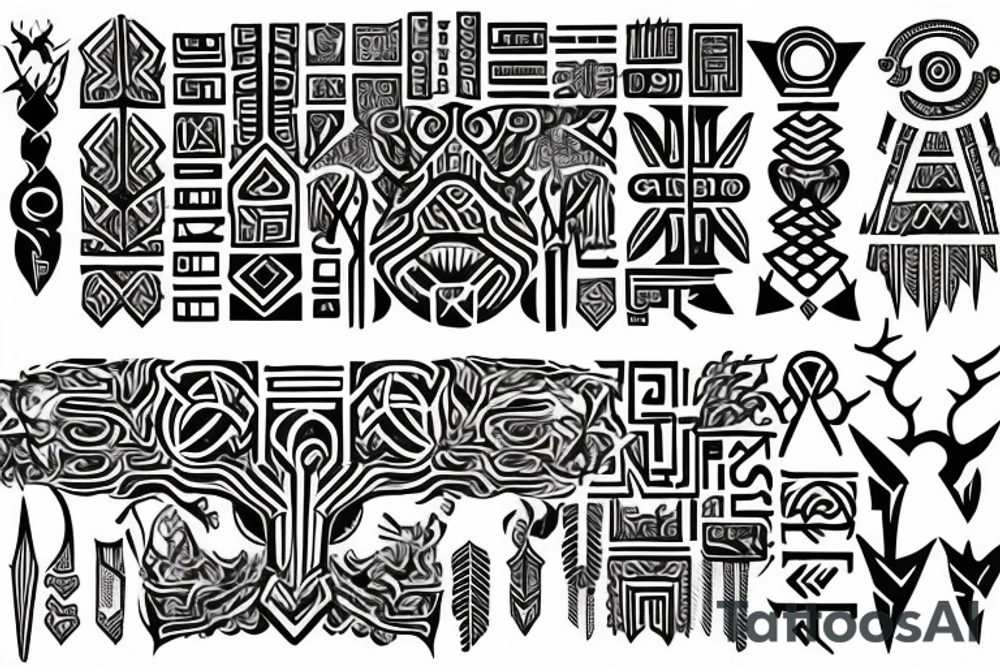 Tribal Thorns Runic Barbs Glyphic Vivid Elaborate Intricate Stoic Comprehensive tattoo idea