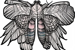 African death's head hawk moth head with Luna moth wings and elephant hawk moth coloring tattoo idea