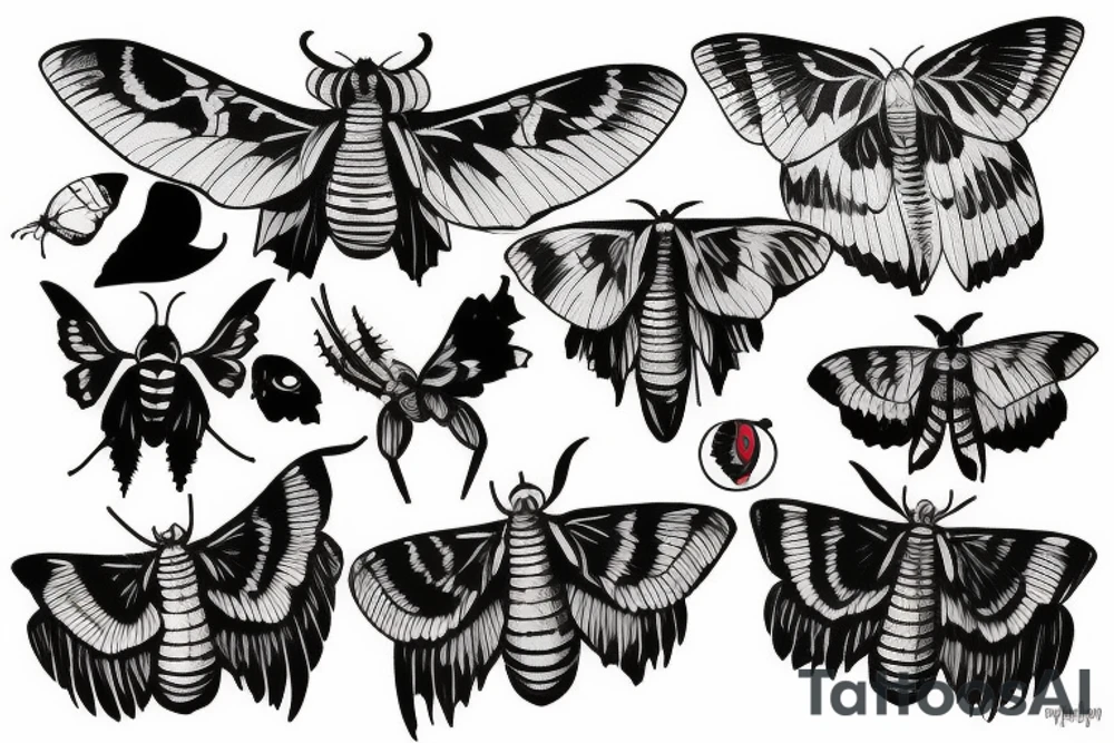 African death's head hawk moth Luna moth elephant hawk moth tattoo idea