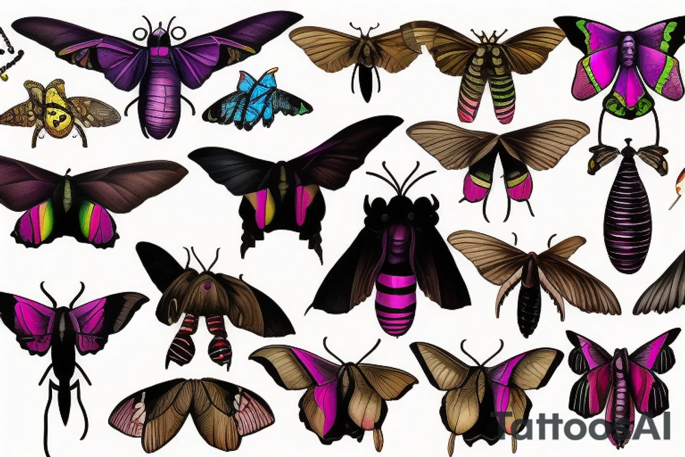 African death's head hawk moth Luna moth elephant hawk moth tattoo idea