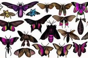 African death's head hawk moth Luna moth elephant hawk moth tattoo idea