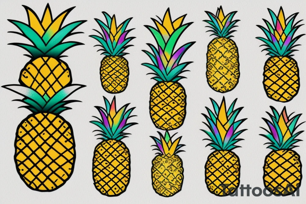 Fun pineapple rainbow tattoo idea