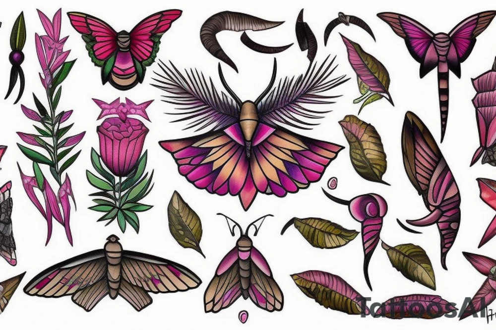 Elephant hawk-moth tattoo idea