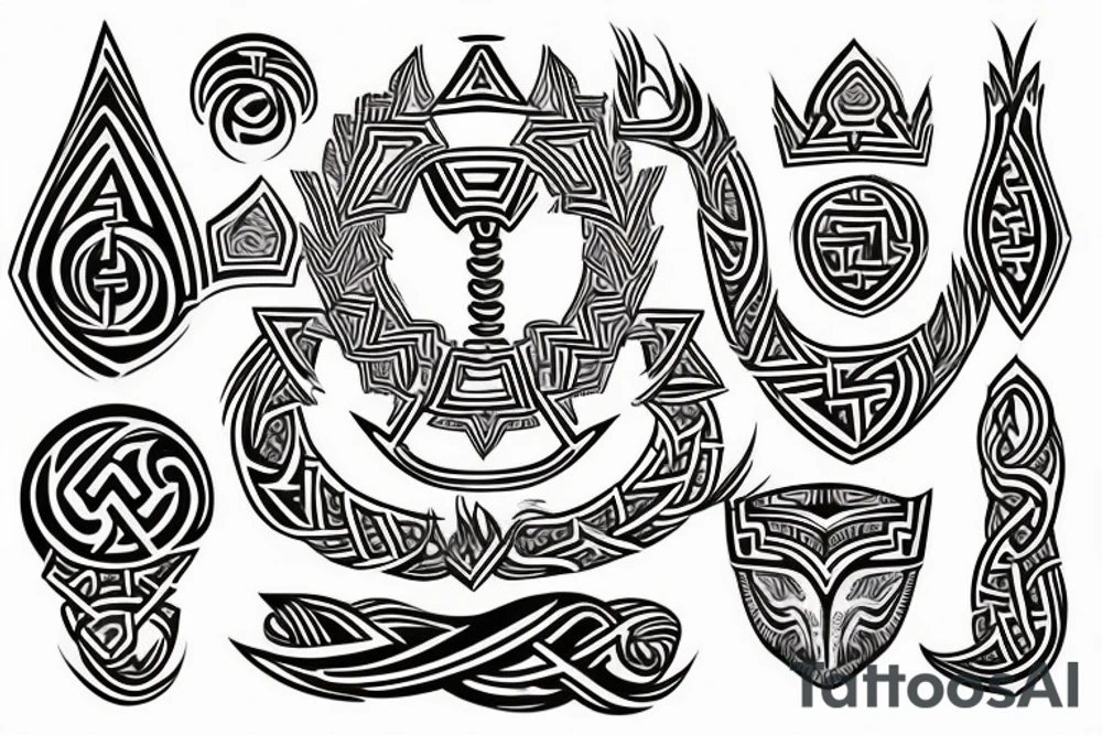 Tribal Thorns Runic Barbs Glyphic Vivid Elaborate Intricate Stoic tattoo idea