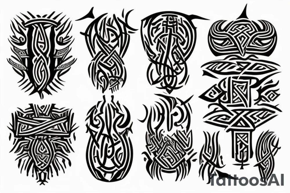 Tribal Thorns Runic Barbs Glyphic Vivid Elaborate Intricate Stoic tattoo idea