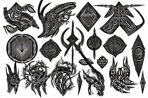 Tribal Thorns Runic Barbs Glyphic Vivid Elaborate Intricate Stoic tattoo idea