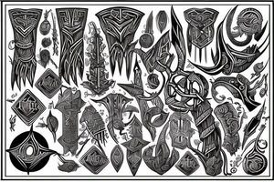 Tribal Thorns Runic Barbs Glyphic Vivid Elaborate Intricate Stoic tattoo idea