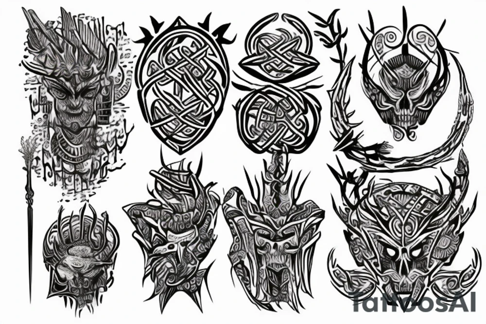 Tribal Thorns Runic Barbs Glyphic Vivid Elaborate Intricate Stoic tattoo idea