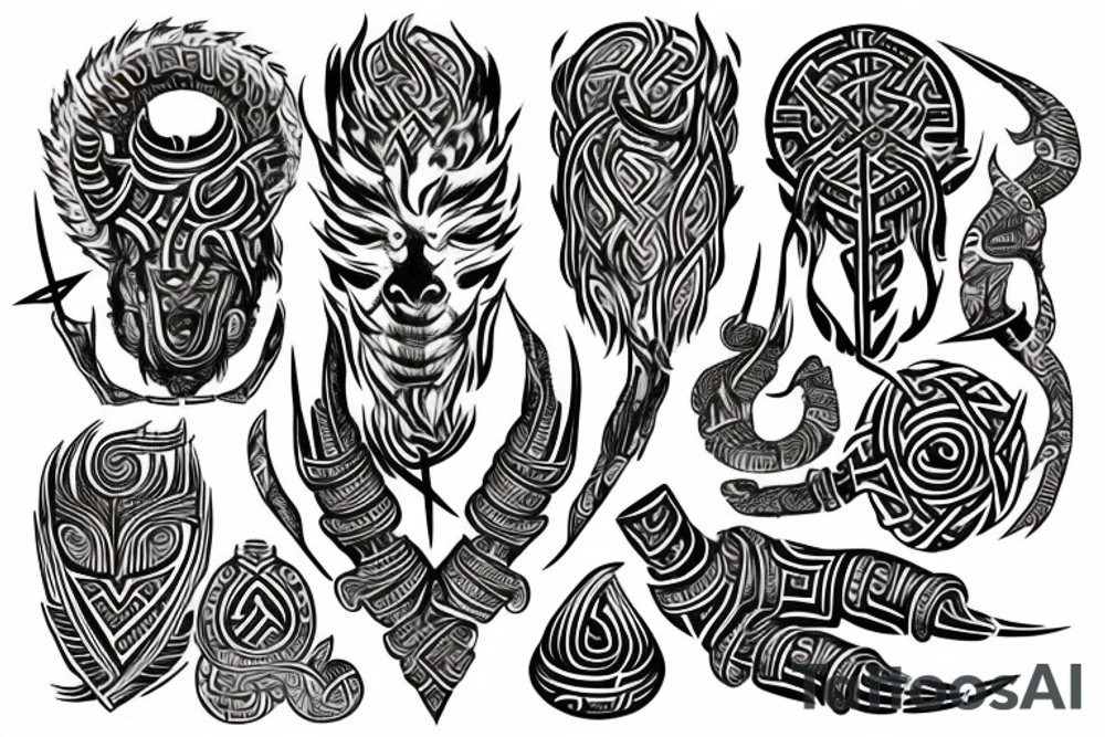 Tribal Thorns Runic Barbs Glyphic Vivid Elaborate Intricate Stoic tattoo idea