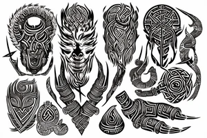 Tribal Thorns Runic Barbs Glyphic Vivid Elaborate Intricate Stoic tattoo idea