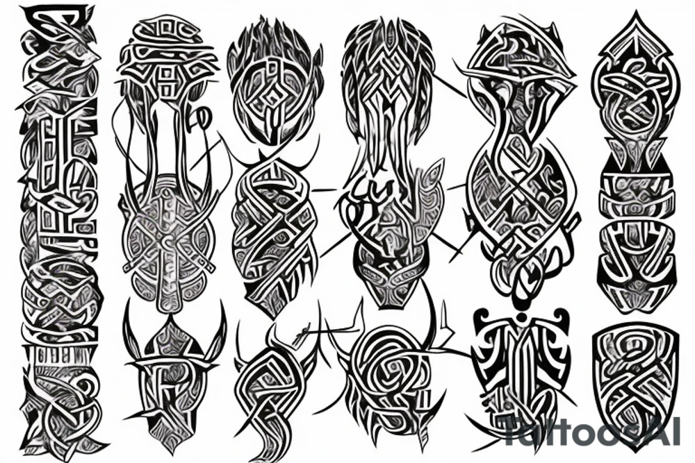 Tribal Thorns Runic Barbs Glyphic Vivid Elaborate Intricate Stoic tattoo idea