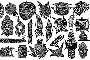 Tribal Thorns Runic Barbs Glyphic Vivid Elaborate Intricate Stoic tattoo idea