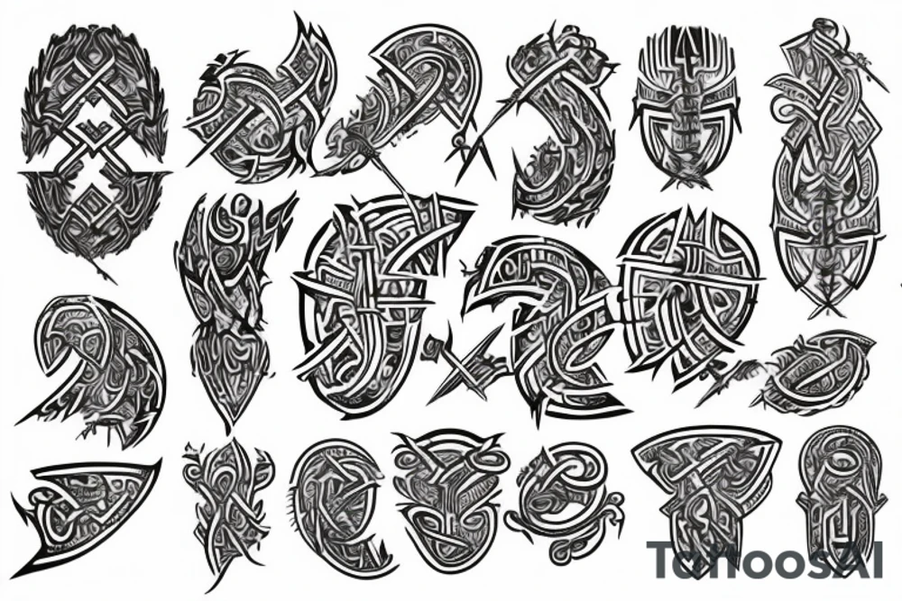 Tribal Thorns Runic Barbs Glyphic Vivid Elaborate Intricate Stoic tattoo idea