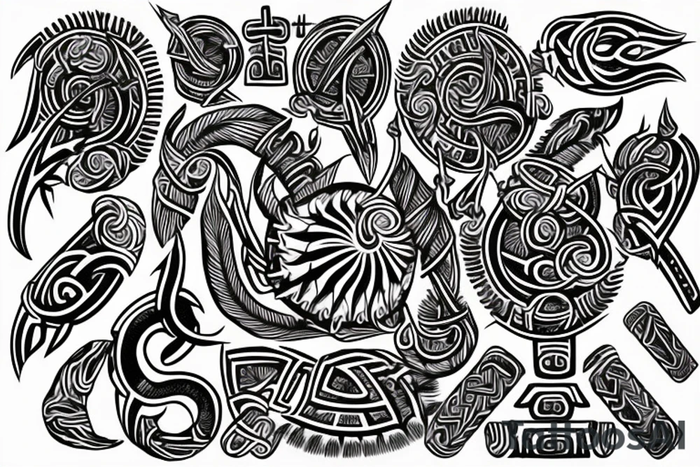 Tribal Thorns Runic Barbs Glyphic Vivid Elaborate Intricate Stoic tattoo idea