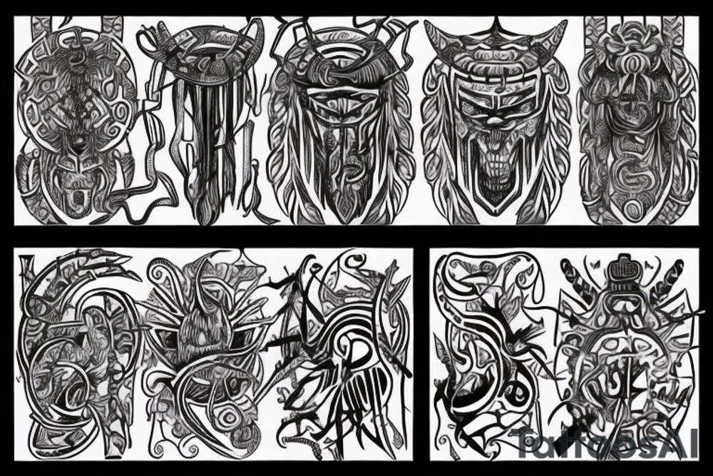 Tribal Thorns Runic Barbs Glyphic Vivid Elaborate Intricate Stoic tattoo idea