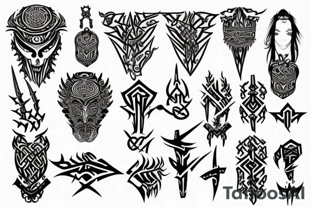 Tribal Thorns Runic Barbs Glyphic Vivid Elaborate Intricate Stoic tattoo idea