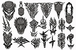 Tribal Thorns Runic Barbs Glyphic Vivid Elaborate Intricate Stoic tattoo idea
