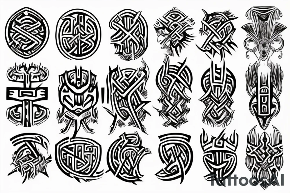 Tribal Thorns Runic Barbs Glyphic Vivid Elaborate Intricate Stoic tattoo idea
