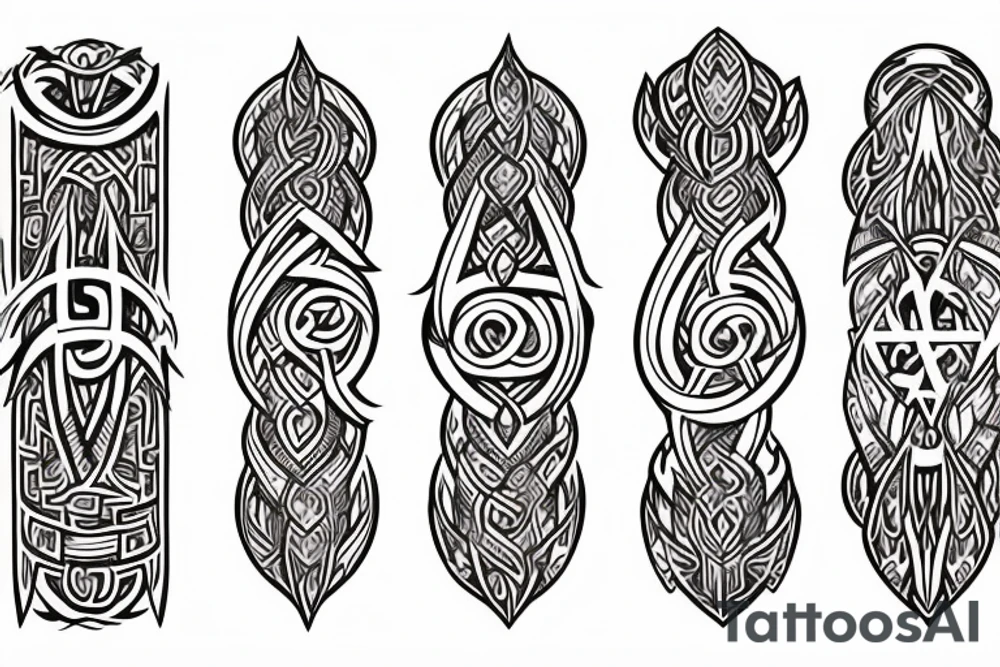 Tribal Thorns Runic Barbs Glyphic Vivid Elaborate Intricate Stoic tattoo idea