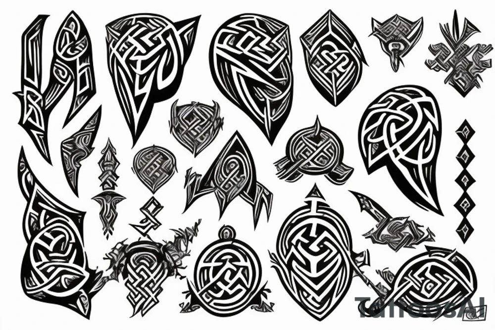 Tribal Thorns Runic Barbs Glyphic Vivid Elaborate Intricate Stoic tattoo idea