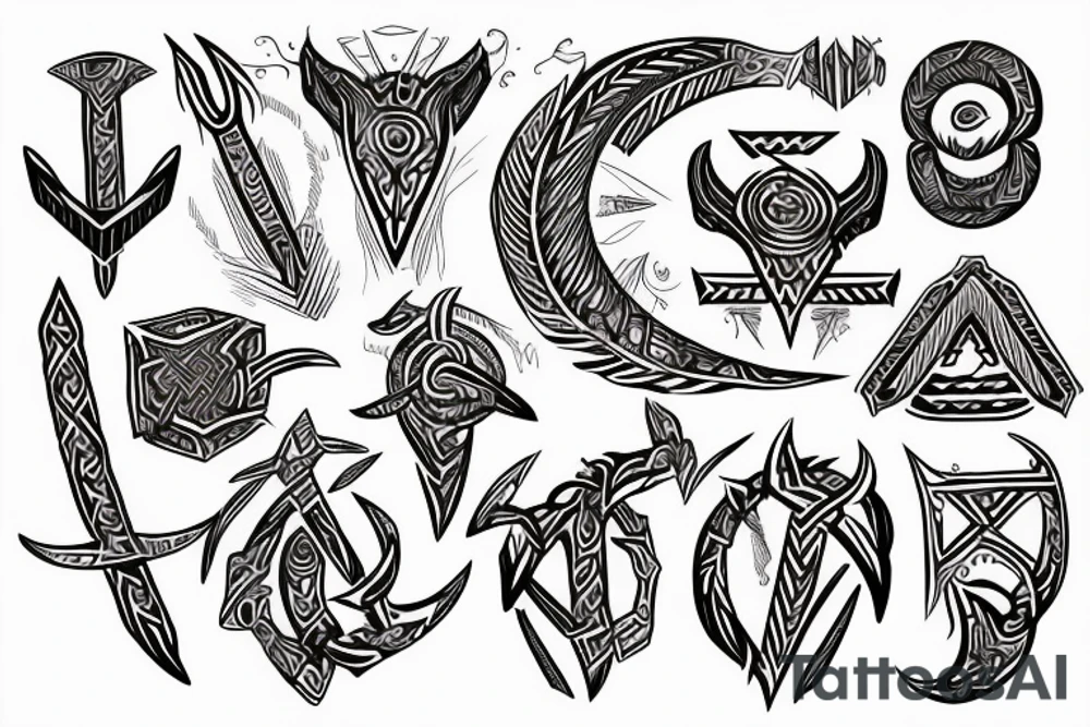 Tribal Thorns Runic Barbs Glyphic Vivid Elaborate Intricate Stoic tattoo idea