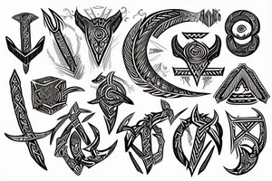 Tribal Thorns Runic Barbs Glyphic Vivid Elaborate Intricate Stoic tattoo idea