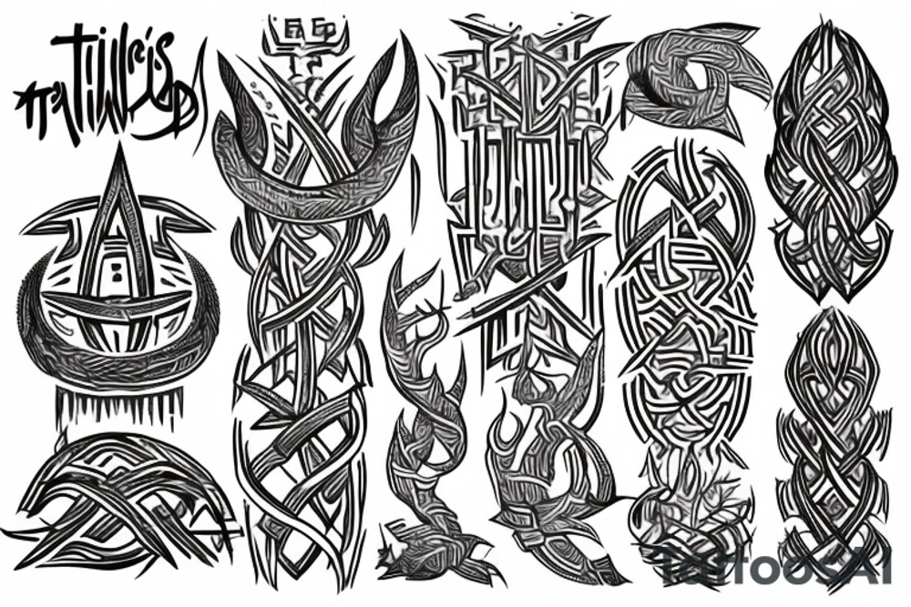 Tribal Thorns Runic Barbs Glyphic Vivid Elaborate Intricate Stoic tattoo idea