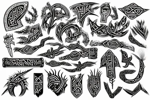 Tribal Thorns Runic Barbs Glyphic Vivid Elaborate Intricate Stoic tattoo idea