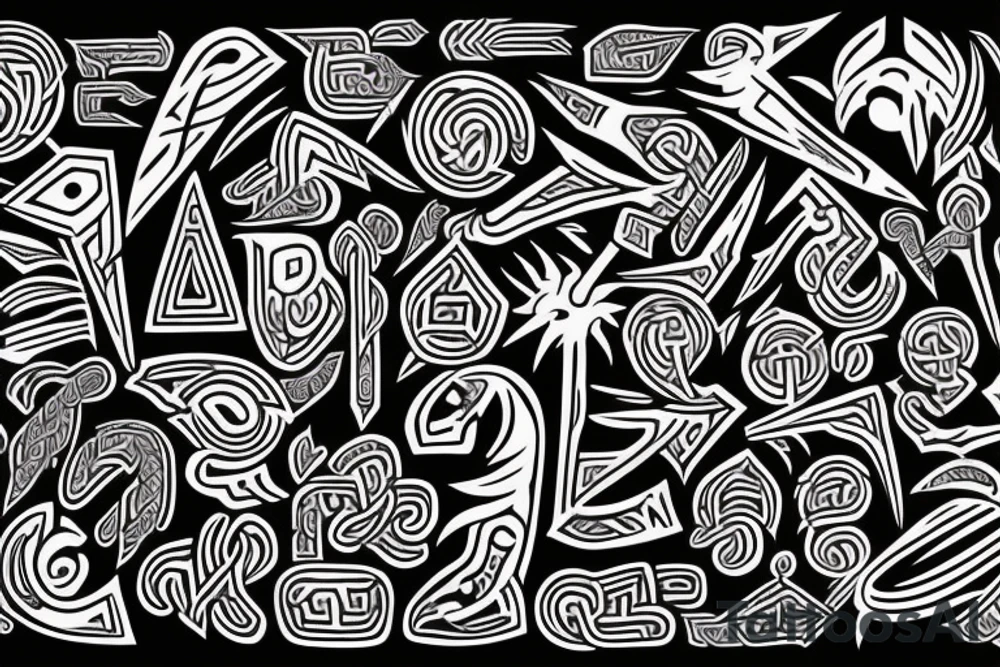 Tribal Thorns Runic Barbs Glyphic Vivid Elaborate Intricate Stoic tattoo idea