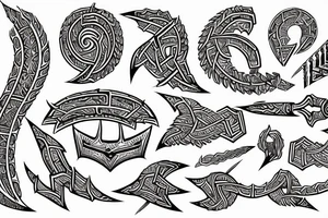 Tribal Thorns Runic Barbs Glyphic Vivid Elaborate Intricate Stoic tattoo idea