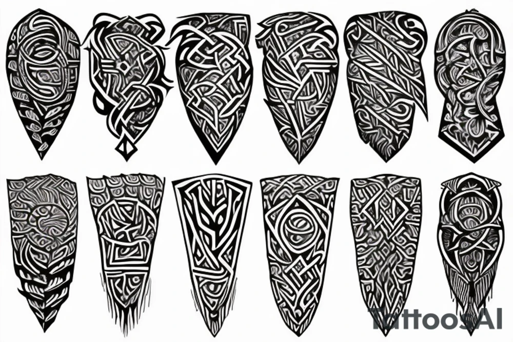 Tribal Thorns Runic Barbs Glyphic Vivid Elaborate Intricate Stoic tattoo idea