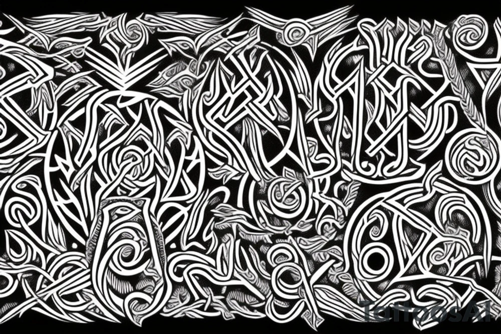 Tribal Thorns Runic Barbs Glyphic Vivid Elaborate Intricate Stoic tattoo idea