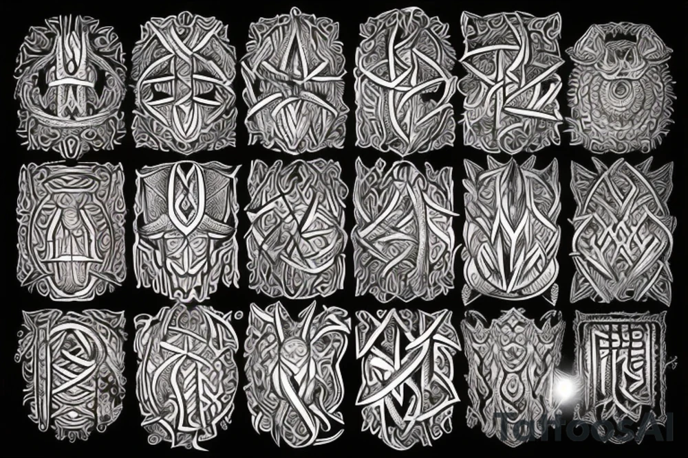 Tribal Thorns Runic Barbs Glyphic Vivid Elaborate Intricate Stoic tattoo idea