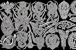 Tribal Thorns Runic Barbs Glyphic Vivid Elaborate Intricate Stoic tattoo idea