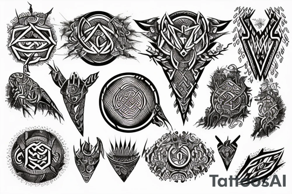Tribal Thorns Runic Barbs Glyphic Vivid Elaborate Intricate Stoic tattoo idea