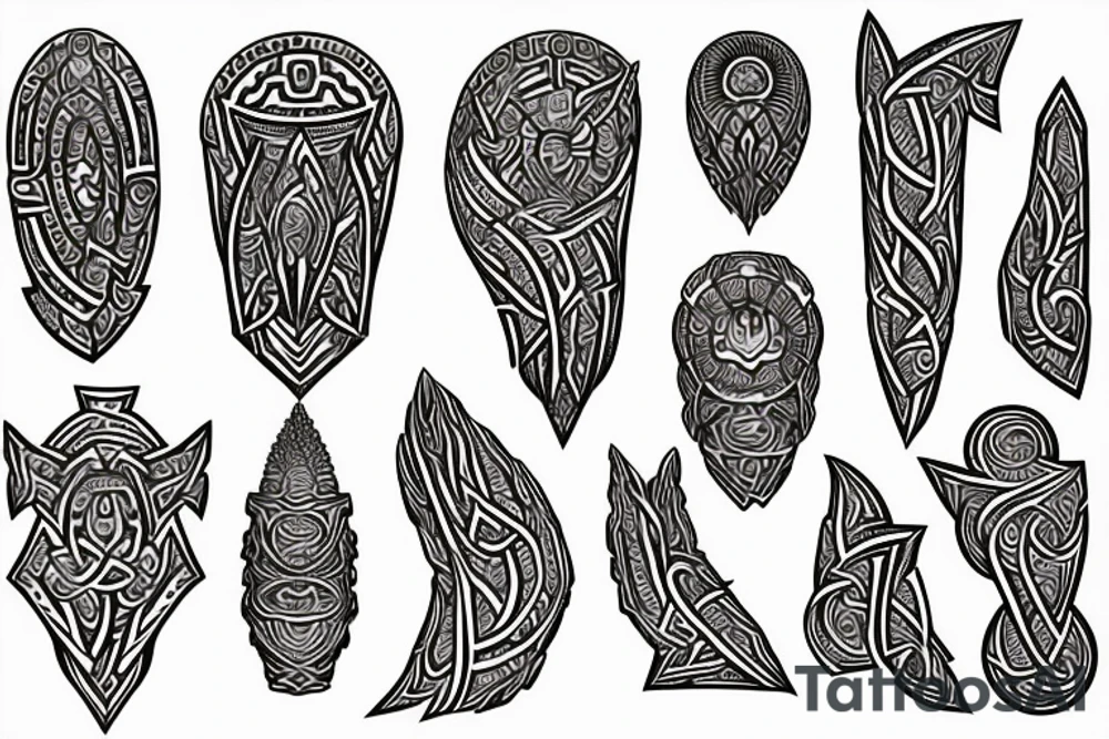 Tribal Thorns Runic Barbs Glyphic Vivid Elaborate Intricate Stoic tattoo idea