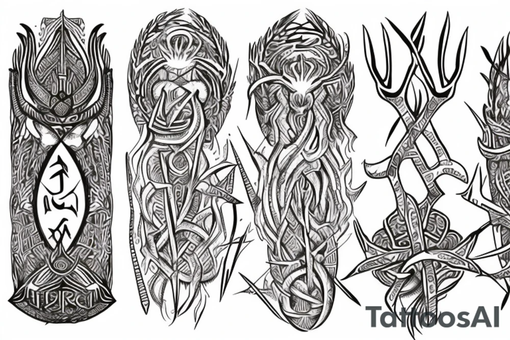 Tribal Thorns Runic Barbs Glyphic Vivid Elaborate Intricate Stoic tattoo idea