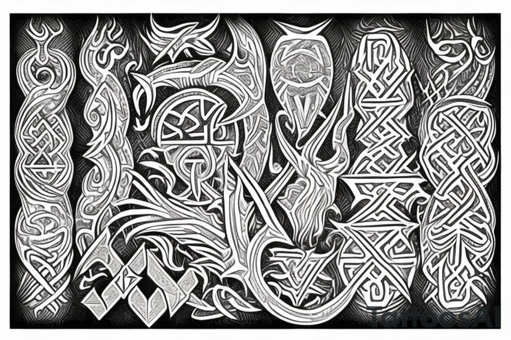 Tribal Thorns Runic Barbs Glyphic Vivid Elaborate Intricate Stoic tattoo idea