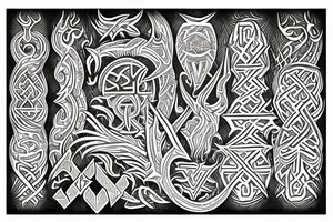 Tribal Thorns Runic Barbs Glyphic Vivid Elaborate Intricate Stoic tattoo idea