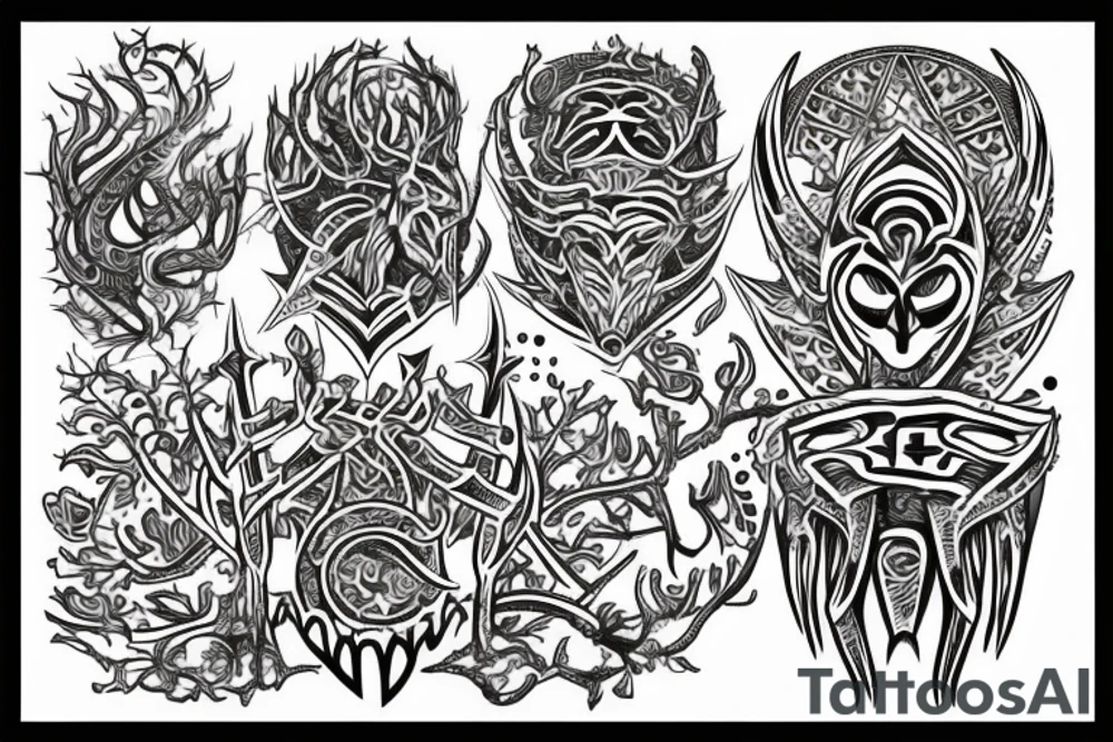 Tribal Thorns Runic Barbs Glyphic Vivid Elaborate Intricate Stoic tattoo idea