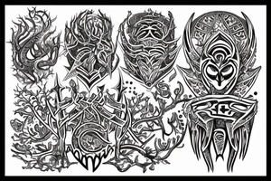 Tribal Thorns Runic Barbs Glyphic Vivid Elaborate Intricate Stoic tattoo idea