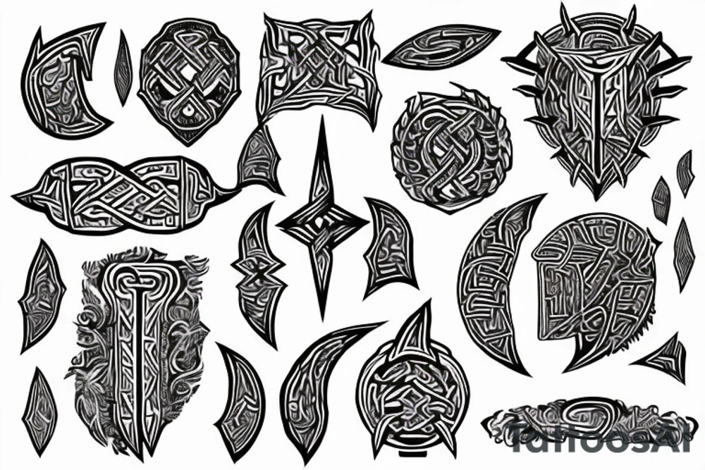 Tribal Thorns Runic Barbs Glyphic Vivid Elaborate Intricate Stoic tattoo idea