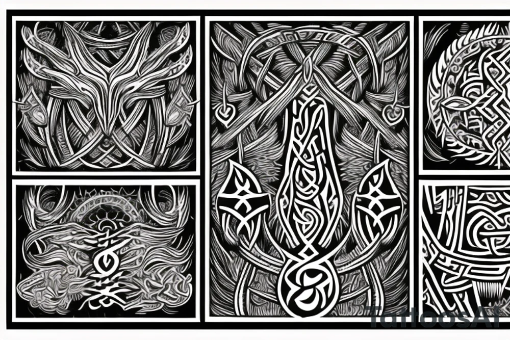 Tribal Thorns Runic Barbs Glyphic Vivid Elaborate Intricate Stoic tattoo idea